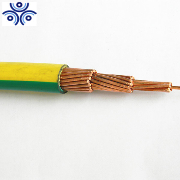 450/750V Cuivre isolé 6mm Câble de mise à la terre en PVC vert et jaune