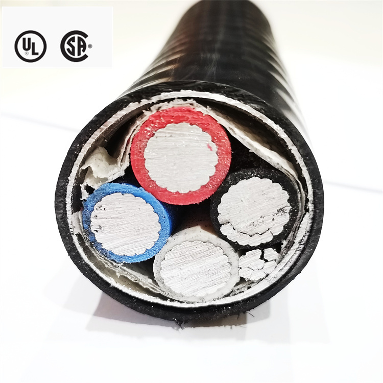 CSA FT4 250/4 Acwu90 Building Wire 250mcm 600V Aluminum Conductor XLPE Insulation Aia Armoured PVC Jacket