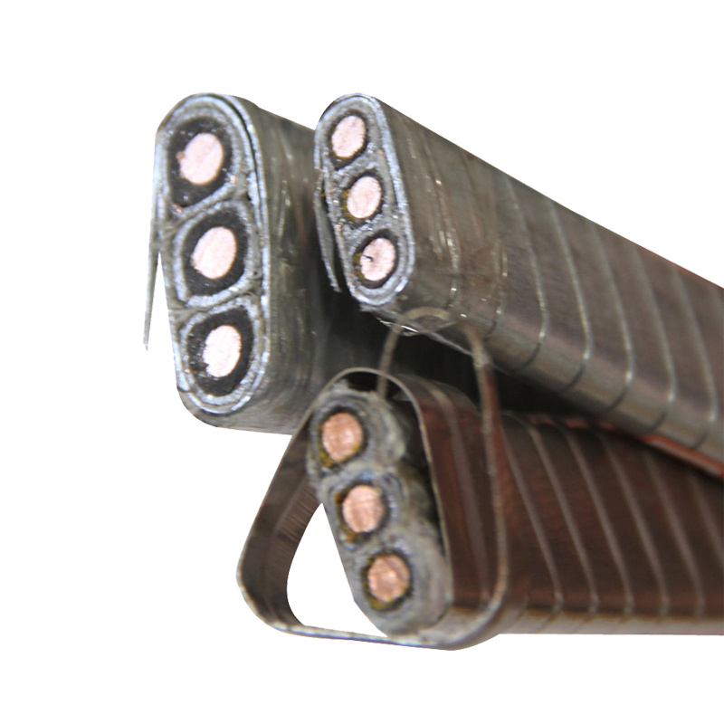 Flat Type 3 Core Solid Copper Conductor Epr Insulation Lead Sheathed Submersible Oil Pump Esp  Cable