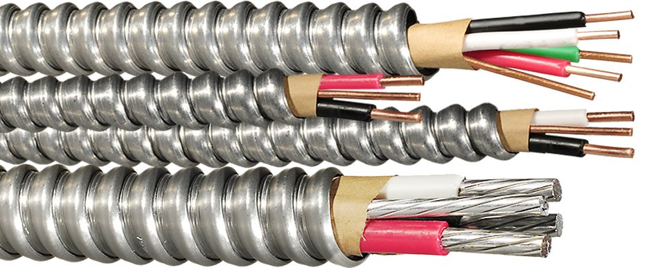 Solid Copper Conductor PVC Insulation with Ground Wire Residential Aluminum Armour 14/2 14/3 12/2 12/3 AC90 Bx AC 90 Cable