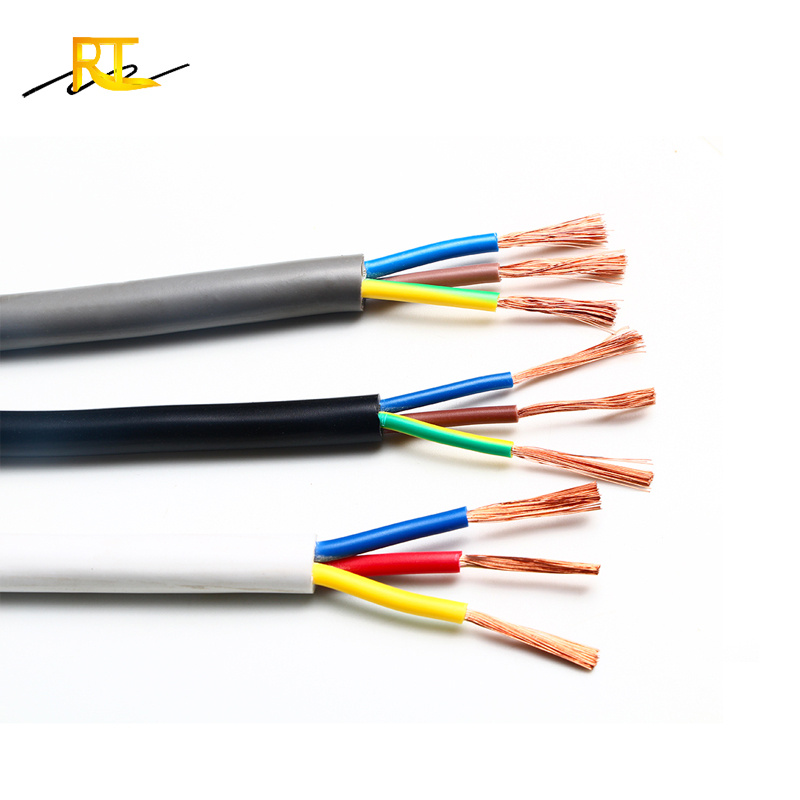 Black Rvv Low Voltage Electric Cable with 2/3/4/5 Cores Pins Copper Wires 2/3/4/5/6/7/8/10/12/14/16/18 Conductors for Rvv