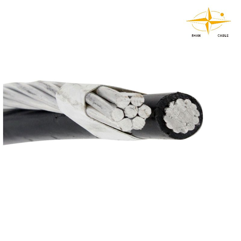 Al Duplex Cable. # 1/0 AWG Bull ASTM ABC with Bare ACSR Twisted Cable