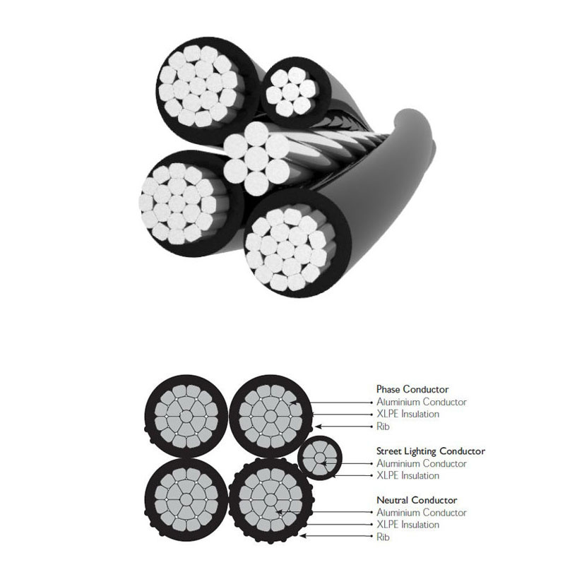 Cable de construcción eléctrico PE de aluminio con cable ABC de una sola calle