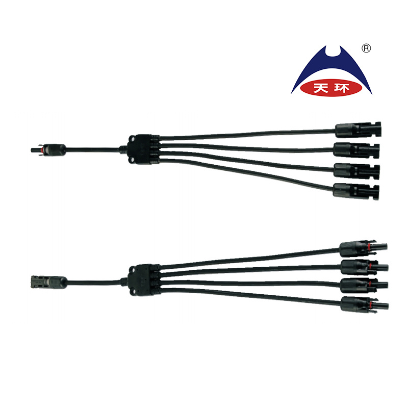 ODM Wholesale Y-Type 5 Ways Solar Cable Harness 1 to 4 for Solar Panel Connection for PV System