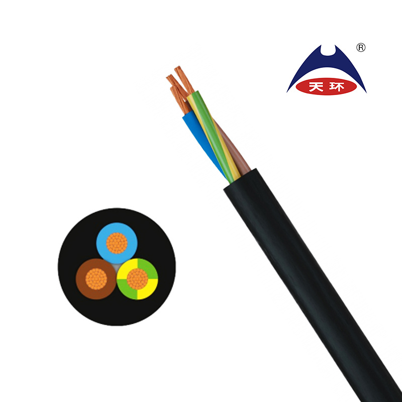 VDE Certification H05rr-F 3X1.5mm2 Black Rubber Cable for Indoor Use