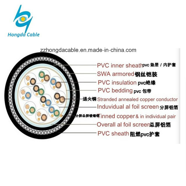 10 Pair 1.5mm 2.5mm Cu Drain Wire XLPE Is OS Swa LSZH Armoured Instrumentation Cable