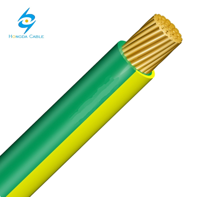 150mm Cable de tierra flexible de cobre cubierto de PVC verde amarillo