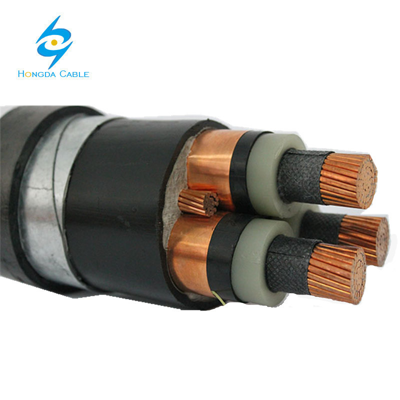 15kv Cable Blindado No Armado Mv 105 Mv 90 3 Conductor de Cobre Trenzado 1/0 AWG con Cable de Tierra