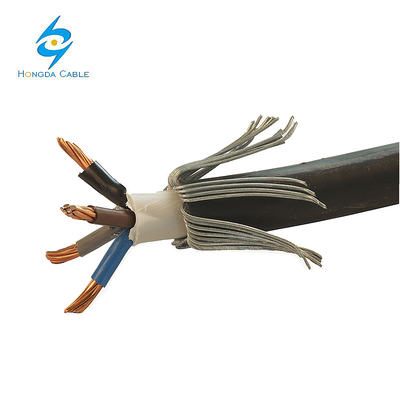6mm 10mm 16mm 25mm 4 Core Galvanized Steel Wire Swa Armoured Copper Cable