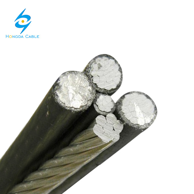 Cable de Potencia de Aluminio LV 3+1bare Cable Aéreo ABC 3core 4core 1X54.6 RM +  3X25 RM +  1X16 RM Cable de Potencia HDPE