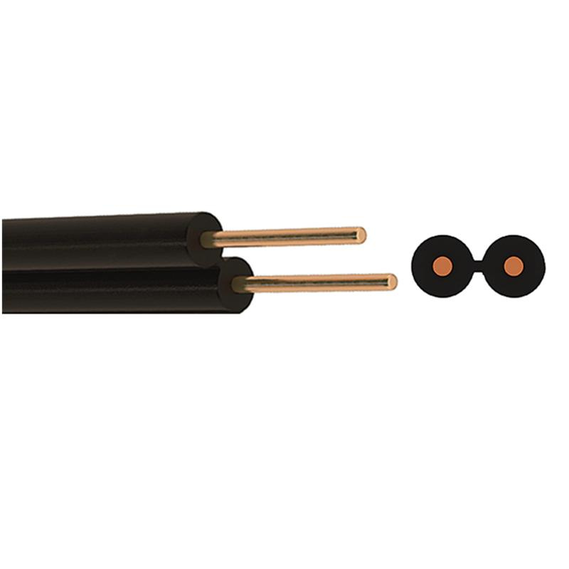 Cables Telefónicos Exteriores de Cobre Sólido Desnudo Aislados en PE Negro Cable Paralelo Doble 1mm