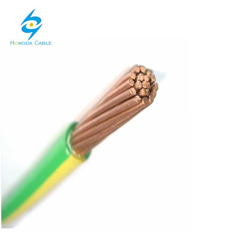 Conductor de Cobre Estrangulado de Núcleo Único 35sqmm Cable de Tierra Amarillo Verde